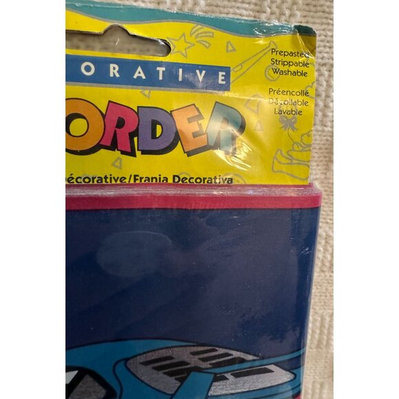 2 Rolls VTG Borden Pre pasted Sports Car Border w Metallic Silver and Blue - Picture 3 of 7